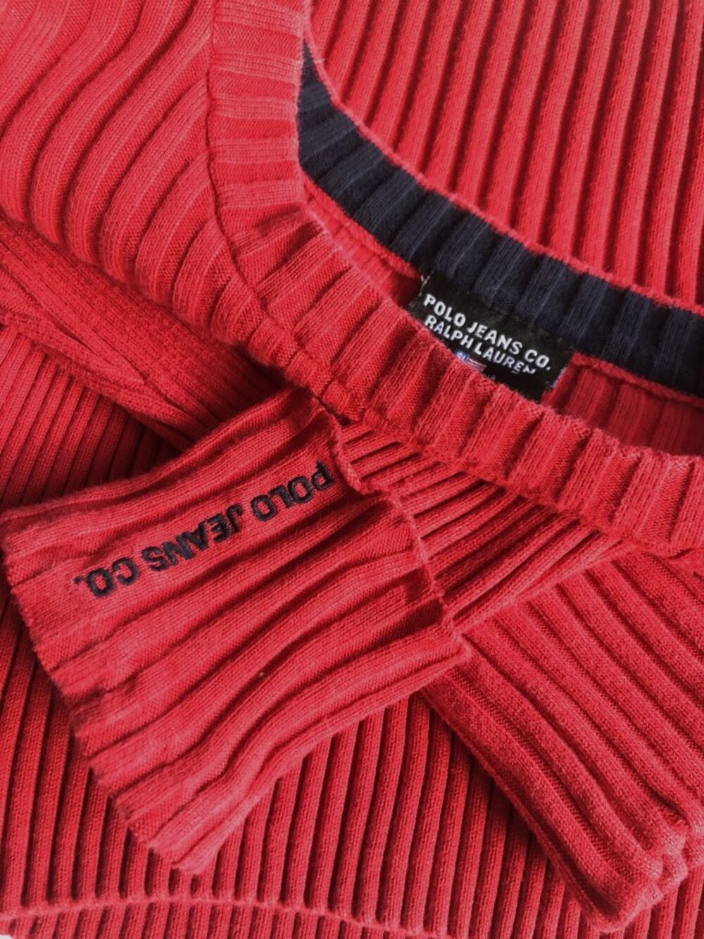 Vintage Y2k Polo Jeans Co.  Ralph Lauren Women’s Ribbed Sweater Red Large